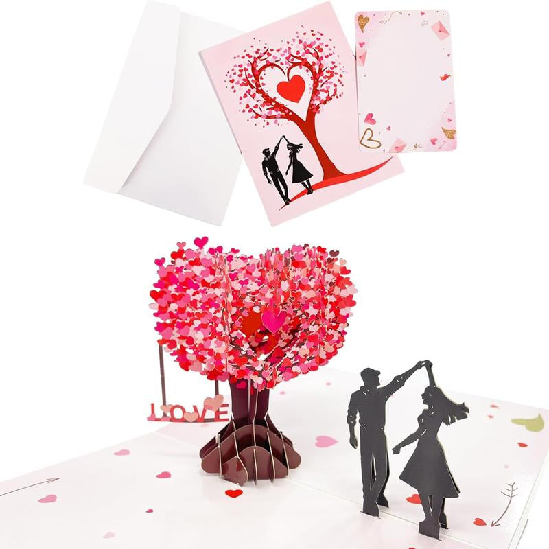 Pop up Anniversary Card, 3D Valentine'S Day Anniversary Card with Love Tree & Hearts - Wedding Card for Wife, Husband, or Couple | Romantic Gift for Anniversary, Valentine'S, Birthday (6X8 Inch)