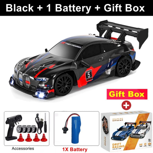 RC Car with LED Remote Control Cars High Speed Fast Drift Racing 2.4G Radio RTR Vehicle GTRPRO Model Toy Kids Children Gift