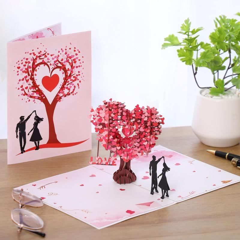 Pop up Anniversary Card, 3D Valentine'S Day Anniversary Card with Love Tree & Hearts - Wedding Card for Wife, Husband, or Couple | Romantic Gift for Anniversary, Valentine'S, Birthday (6X8 Inch)