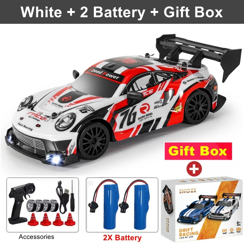 RC Car with LED Remote Control Cars High Speed Fast Drift Racing 2.4G Radio RTR Vehicle GTRPRO Model Toy Kids Children Gift