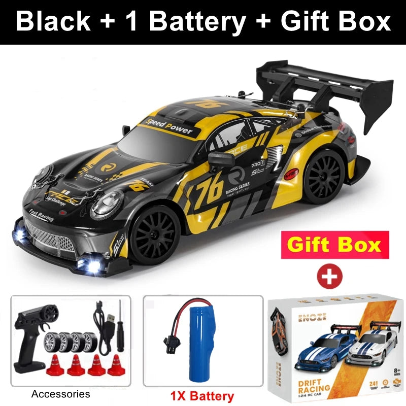 RC Car with LED Remote Control Cars High Speed Fast Drift Racing 2.4G Radio RTR Vehicle GTRPRO Model Toy Kids Children Gift