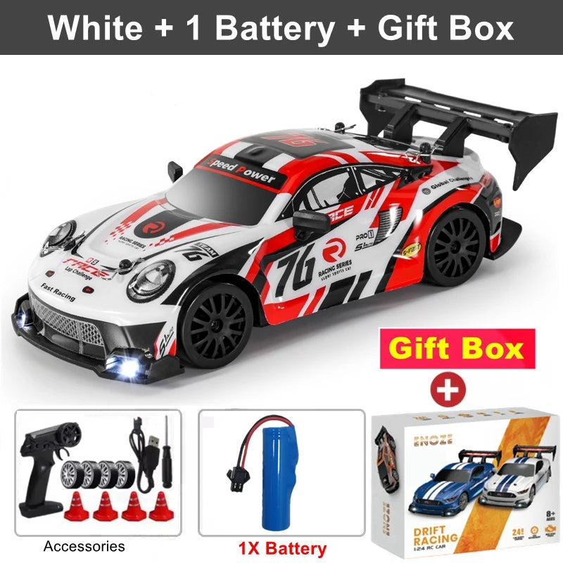 RC Car with LED Remote Control Cars High Speed Fast Drift Racing 2.4G Radio RTR Vehicle GTRPRO Model Toy Kids Children Gift