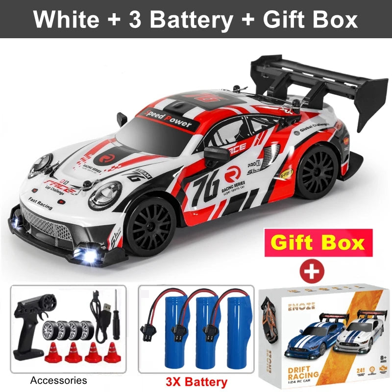 RC Car with LED Remote Control Cars High Speed Fast Drift Racing 2.4G Radio RTR Vehicle GTRPRO Model Toy Kids Children Gift
