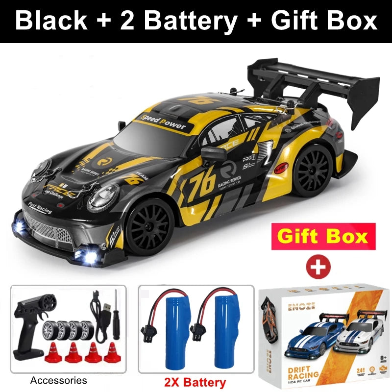 RC Car with LED Remote Control Cars High Speed Fast Drift Racing 2.4G Radio RTR Vehicle GTRPRO Model Toy Kids Children Gift