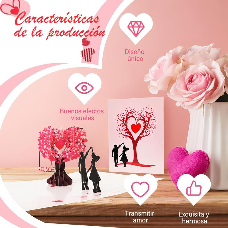 Pop up Anniversary Card, 3D Valentine'S Day Anniversary Card with Love Tree & Hearts - Wedding Card for Wife, Husband, or Couple | Romantic Gift for Anniversary, Valentine'S, Birthday (6X8 Inch)