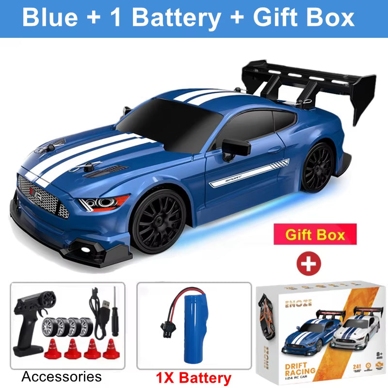 RC Car with LED Remote Control Cars High Speed Fast Drift Racing 2.4G Radio RTR Vehicle GTRPRO Model Toy Kids Children Gift